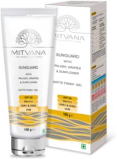 Mitvana Sunscreen - SPF 50 PA++++ Sunguard SPF 50 Matte Finish Gel (with Palash, Grapes & Sunflower) (100g]