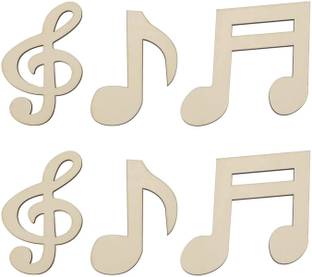 CLITHS Cliths 6pcs Music Notes Wood Cutouts Music DIY Craft Embellishments Gift Musical Notes Unfinished Wood Ornaments for Wedding Music Themed Birthday Party Decoration, 5MM thick Wooden Cut-outs