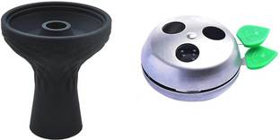 Puff Smart Hookah Leaf Handle Heat Management System With Black Silicon Chillum 9.5 inch Plastic Hookah