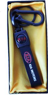 VINAL Stylish Leather Stripe KIA motors Keychain with Auto Keyring Key Accessories & Metal Hook Locking for finished look, Key Chain For Kia Motors Car Key Chain