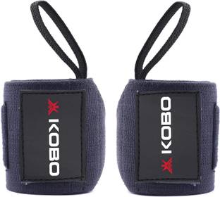 KOBO WTA-49 Super Heavy Wrist Wraps with Thumb Loop for Weight Lifting Powerlifting Wrist Support