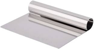 BAKERS4U Stainless Steel Multi-Purpose Dough Scraper & Chopper/Multi-Use Dough Scraper, Dough Cutter & Pastry Scraper/Round Handle Dough Bench Scraper for Cake, Pastry, Bread (Rectangular) Cookie Cutter