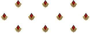 Comet Busters Diamond Shaped Red Bindi With Gold Beads (BV904) Forehead Red Bindis
