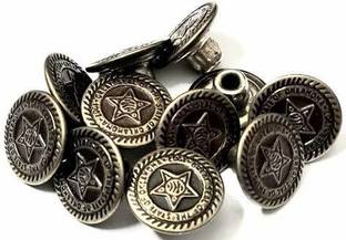 REENA Jeans Button One Star Pack No Sew Jeans Tack Buttons 17 mm Show Jeans Glossy Buttons Hammer on Set with Rivets (1 Star 10 Buttons) - Pack of 10 Metal Buttons