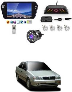 RKPSP 7 Inch 16:9 TFT LED Car Rearview Monitor Mirror with Touch Button With White Parking Sensor & Camera For Esteem Universal For All Models Car Stereo