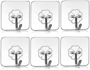 IMAGINEA Shelf Adhesive Wall Hooks, Transparent Reusable Sticky Hooks 13.2LB Heavy Duty Seamless Hooks Rotating Ceiling Hooks Wall Hanger Hooks Utility Hooks for Kitchen Bathroom Window Door Hanger
