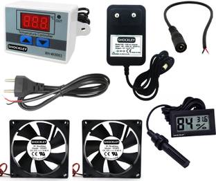 shockley electronics XH-W3001-50 to 110c Intelligent Digital Thermostat temperature controller combo (220V / 1500W) + 2 FAN + Mains Power Cord + DC Female Jack + 12V 1 Amp Adapter + Hygrometer Temperature Sensor and Controller Electronic Hobby Kit