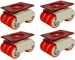 hinglaj 6-Wheels Roller Moving Castor (Orange, 50 mm) 4 Pieces in 1 Box Furniture Caster (Pack of4) Appliance Furniture Caster