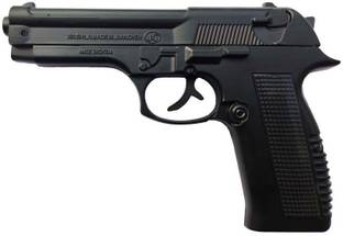 NSV 608 Z-Black Heavy Metal Gun / Pistol shaped with Barrel Pull Back System Nickel, Plastic Gas Lighter