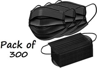 Wellstar Woven Fabric Disposable Face Mask (Black, Without Valve, Pack of 100) for Men & Women Woven Fabric Disposable Face Mask (Black, Without Valve, Pack of 300) for Men & Women Non-Washable, Water Resistant Surgical Mask