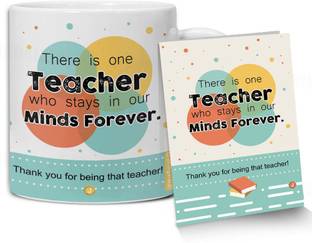Jhingalala Thank You for Being Best Teacher Printed with Greeting Card Gift for Teacher Ceramic Coffee Mug