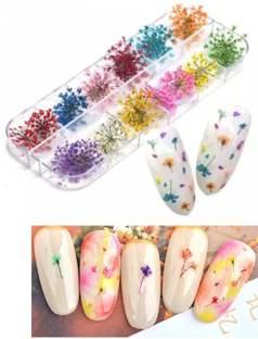 BeautyQua Professional series of 12 Patterns 3D Dry Flowers Stickers Real Dried Flower Nail Art Decoration Tips DIY Manicure Tools