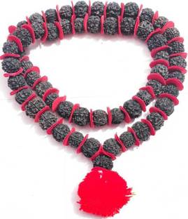 Cyan spritual Rudraksha kantha 5 mukhi 15mm beads kantha Necklace Set Wood Chain Wood Chain