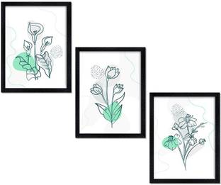 saf Set of 3 beautiful floral print framed paintings Digital Reprint 12 inch x 9 inch Painting