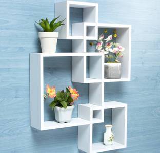 woodinzo F.D.X.B Wall Mounted Floating Mozaic Shelves | Interlocking MDF (Medium Density Fiber) Wall Shelf