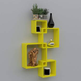 Umar Enterprises Wall shelf Intersecting shelves set of 4 Shelves MDF Living room & Bedroom shelf MDF (Medium Density Fiber) Wall Shelf