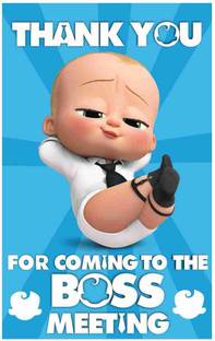 Balloonistics Boss Baby Theme Thank You Tags Thank u Cards for Return Gifts (20 Nos Cards and Glue Dots) Greeting Card