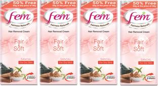 Fem Fairness Naturals Sandal Hair Removal Cream Fair and Soft Sensitive Skin (4*60Gm) Cream