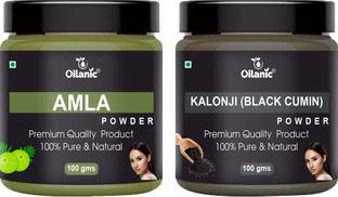 Oilanic 100% Pure & Natural Amla & Kalonji (Black Cumin) Powder- For Skin & Hair Combo Pack of 2 Jar 100gm (200gm)