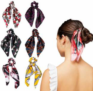 Shree Raghuvar Highest quality Hair Ribbon Scrunchies Ties Random Color & print Rubber Band