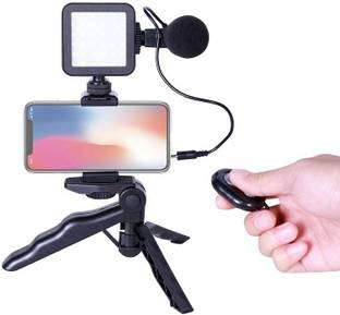 IMAGINEA Smartphone Vlogging Kit, Phone Vlog Kit for Starter Kids Video Recording YouTube Fitness Yoga with 2800-8500k Light & Diffuser + Microphone + Tripod + Phone Clip + Extension Pole Tripod