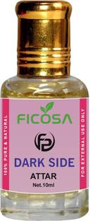 Ficosa Dark Side Attar 10ml - For Men and Women | French Attar | Itra | Scent | Natural Fragrance Oil | Perfume Oil | 0% Alcohol With Modern Fragrance (10ml) Floral Attar