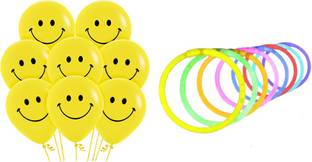 ShikharRetails Printed Combo Smiley Balloons 50 pcs & GlowBands 10 pcs Balloon