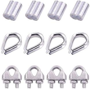 MTU ONLINE STORE Wire Rope Cable Clip/Clamp, Thimble, Aluminum Crimping Loop For 3/8" Wire Rope मल्टी-ट्रेनिंग बार