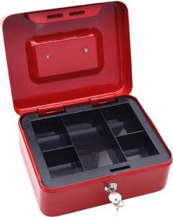 Dingli Metal Jewelry Safe Box with Plastic Coin Tray medium 9002 Red Cash Box