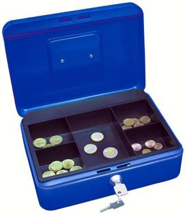 Dingli Metal Jewelry Safe Locker with Coin Tray (Large) Blue 9003 Cash Box