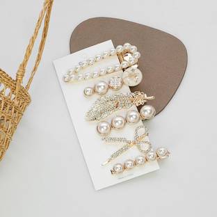 ANNA CREATIONS 6 Piece Korean Style Pearl Barrettes Women's Set Hairpin Korean Style Hair Clip Marble Alligator bobby pins Duckbilled Headdress Jewellery Hair Accessories set Hair Clip