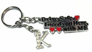 ROYALSHOP DRIVE SAFE WITH ALPHABET K LETTER / K NAME KEY RING Key Chain