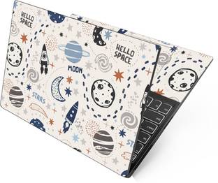 Anweshas Hello Space Moon Full Panel Laptop Skins Upto 15.6 inch - No Residue, Bubble Free - Removable HD Quality Printed Vinyl/Sticker/Cover Self Adhesive Vinyl Laptop Decal 15.6