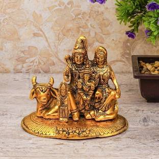 joyasnix Lord Shiva Parivar Murti Shiva Statue Ganesha Statue with Maa Parvati Idol Religious Figurine for Pooja Room, Home Temple, Office Table and Shop Decorative Showpiece Decorative Showpiece  -  11 cm