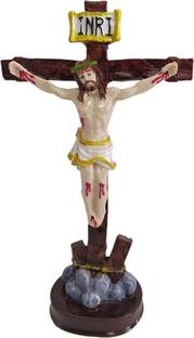 Divine Creations Crucifix Statue with Stand for Home Altar Decorative Showpiece  -  15 cm