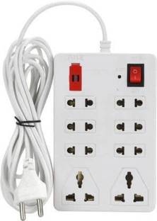 Om Traders Extension Switch Board Universal Surge Protector With 8 Socket 1switch Extension Boards (White) 8 Socket Extension Boards (White, Red) 8 Socket Extension Boards (White) 108inch copper wire Copper Light Socket