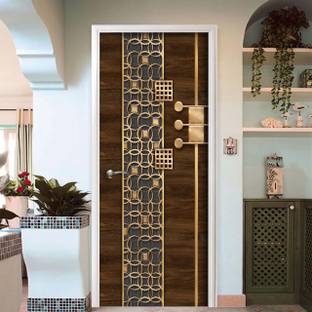 Creative Print Solution 76.2 cm Golden pattern sticker for door Self Adhesive Sticker