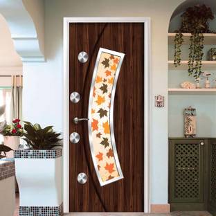 Creative Print Solution 76.2 cm wooden with leaf design door sticker for door Self Adhesive Sticker