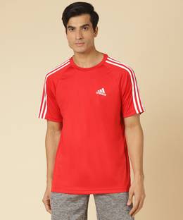 ADIDAS Solid Men Round Neck Red T-Shirt