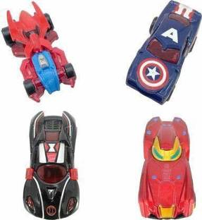 FLYmart Model Die Cast car Set (Metal) with Free wheels |Avengers Model Die Cast car Set (Metal) with Free wheels | High speed Hot Wheel model di-cast toy vehicle | Ironman | Spiderman | captain america |black widow | Avengers Metal Cars set for kids | SuperHeroes car set (4 in 1)