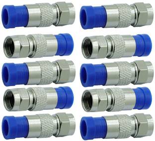 DUMDAAR RG6 Compression Connectors Adapter RF Coaxial Cable Connector 10Pcs F Connectors for Coax Cable F Type Straight Antenna Cable Connector Wire Connector Manual Wire Connector