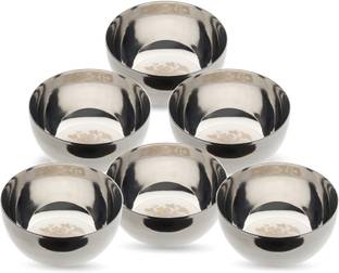 LIMETRO STEEL Stainless Steel Vegetable Bowl Stainless Steel Laser Print Heavy Gauge Bowl set / Wati set with Mirror Finish( 6 Pieces, Diameter: 10 cm)