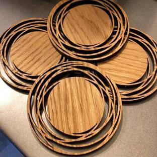 Gojeeva Round Wood Coaster Set