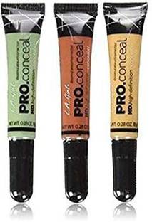 NOWGLAM LA GIRL PRO CONCEALER FOR FACE MAKEUP COMBO PACK OF 3 (ORANGE,YELLOW,GREEN)