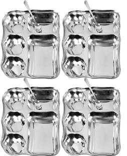 KKR ENT 13 inch Square D-4003 Five Flower Sectioned Plate