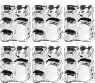 KKR ENT Microwave Safe & Unbreakable Red Square Full Dinner Plates Tray