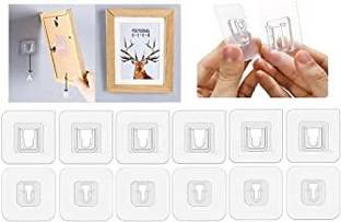 SEAHAVEN Self Adhesive (Male/Female) Wall Hooks 10KG (Max) Magic Transparent Sticker Hooks for Hanging Mobile Case Spike Guards Toilet Brush Photo Frames Bathroom/Kitchen Accessories - Pack of (10) Door Hanger