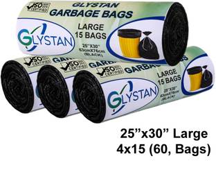 GLYSTAN GARBAGE BAG 25*30 (60 BAG) Large 20 L Garbage Bag  Pack Of 60