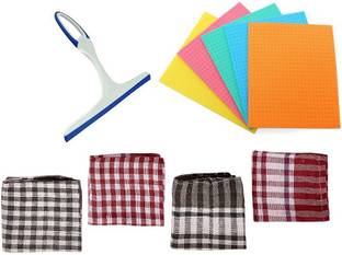 Flipkart SmartBuy Cleaning Cloths and Accessory, Kitchen Duster 1Pcs Mini Wiper 4 Pcs Napkin and 5 Pcs Kitchen Cleaning Wipes Multi Functional Washable Products Kitchen Wiper, Cleaning Wipe, Duster