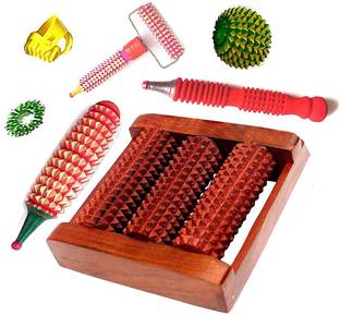 Vigeeyan VG-44064 Vigeeyan Wooden 3-Roller Feet Acupressure with Set of 7 Massager Tools acupressure leg foot massager Massager